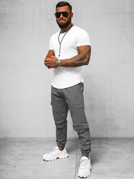 Ανδρικό παντελόνι chino jogger Γκρί OZONEE O/G3014Z