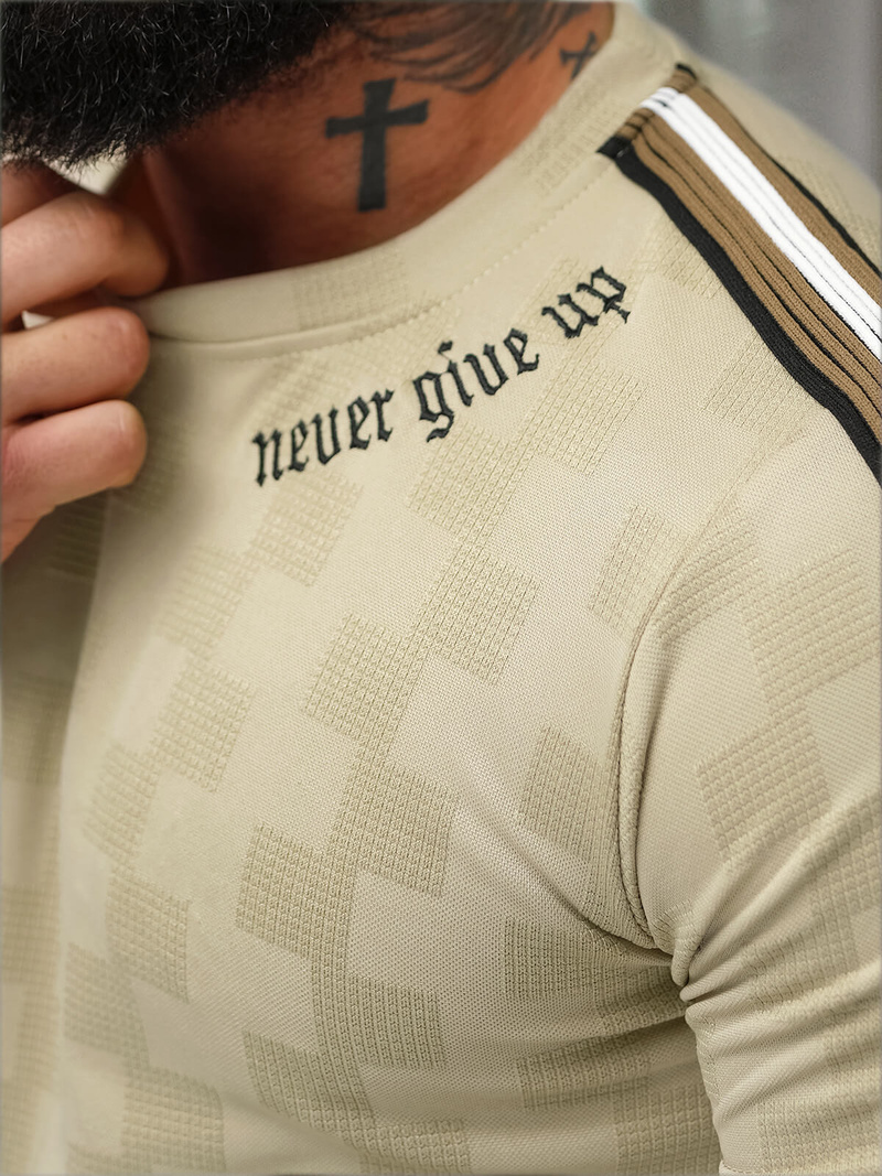 Ανδρικό μπλουζάκι mπεζ OZONEE O/QS11621