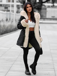 Γυναικείο χειμερινό μπουφάν mαύρος OZONEE JS/M763/392Z