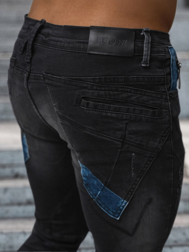 Ανδρικό τζιν παντελόνι mαύρος OZONEE NB/MP0025NZ