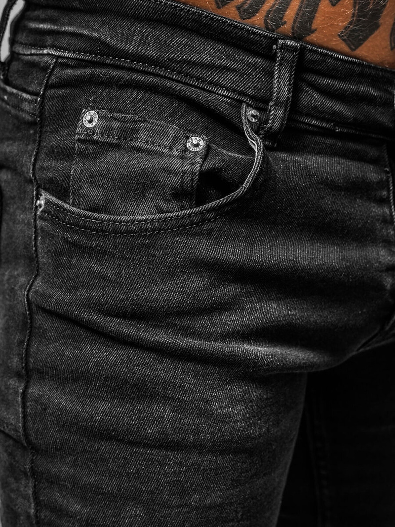 Ανδρικό τζιν παντελόνι mαύρος OZONEE E/6540/01