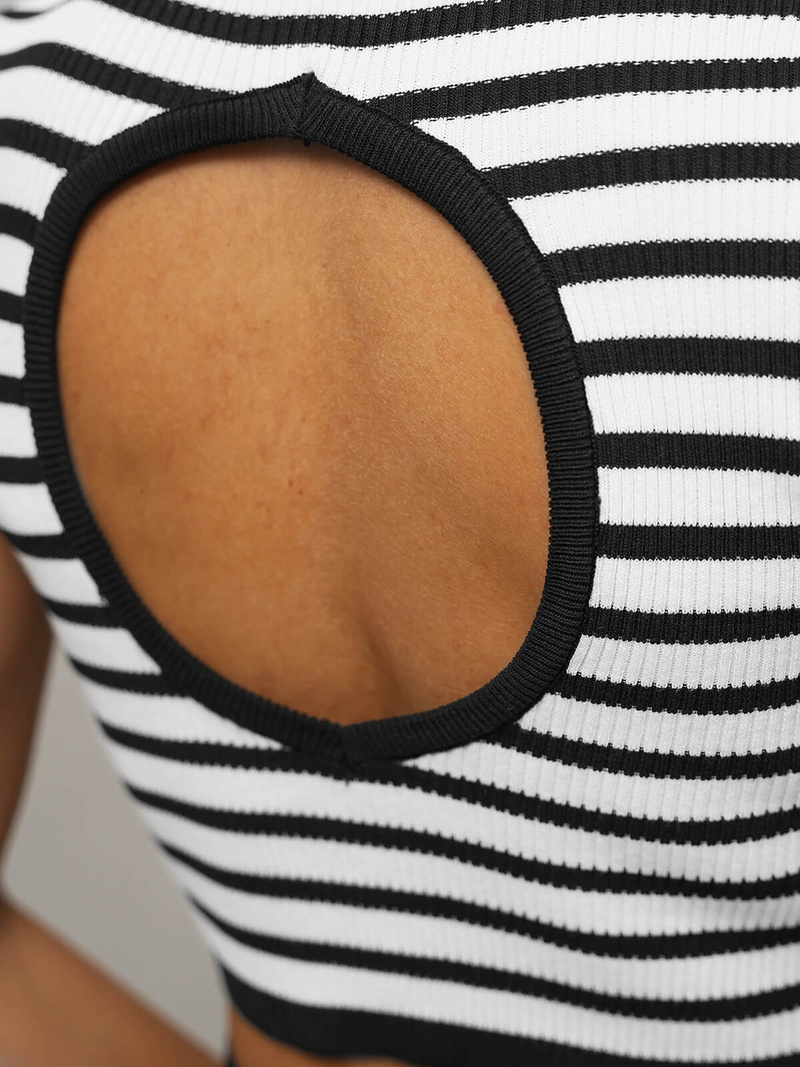 Γυναικείο σετ mαύρο και άσπρο - τοπ και φούστα OZONEE O/JK262