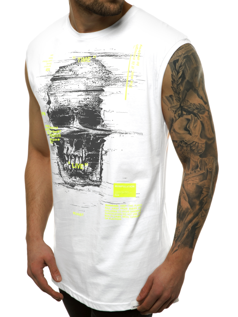 Ανδρικό αμάνικο μπλουζάκι λευκό OZONEE MACH/M1212