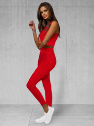 Γυναικείο σετ φόρμας δύο κομματιών kόκκινο OZONEE JS/YW88037/5Z