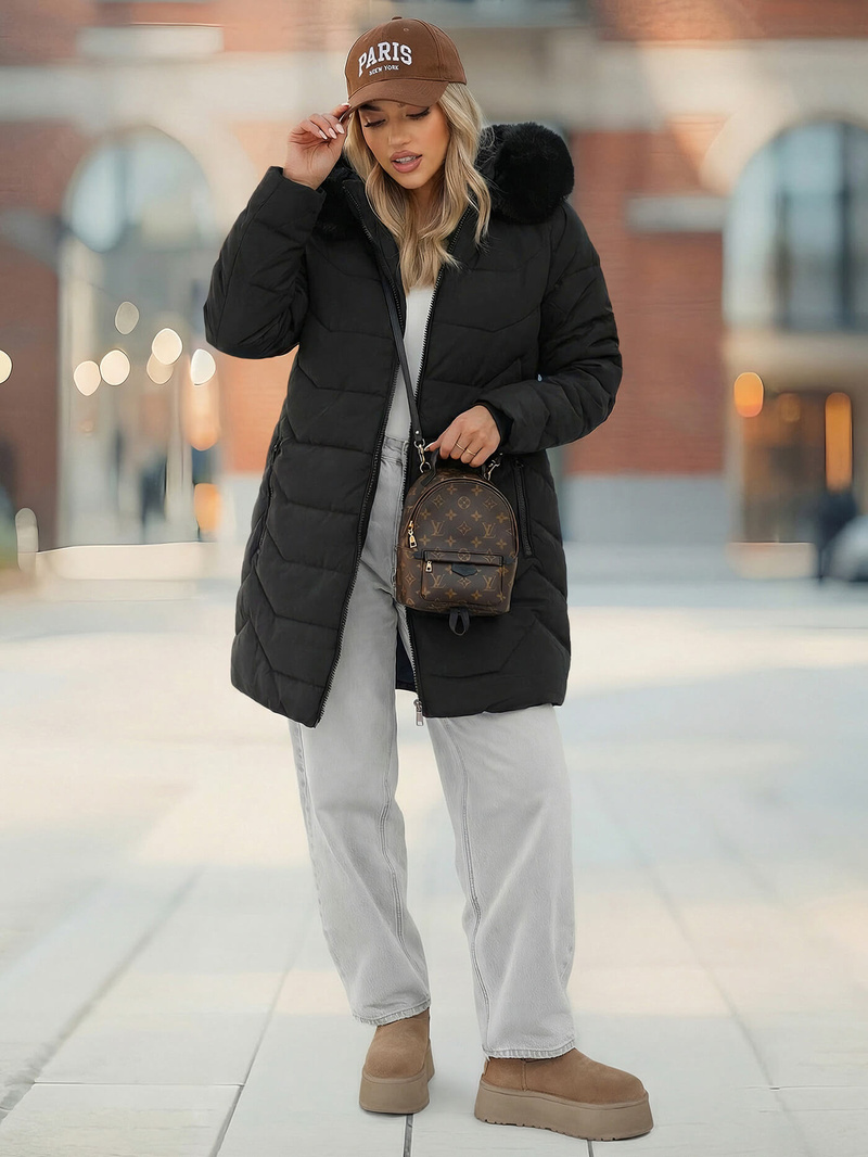 Γυναικείο μπουφάν μαύρο OZONEE JS/16M9121/392Z