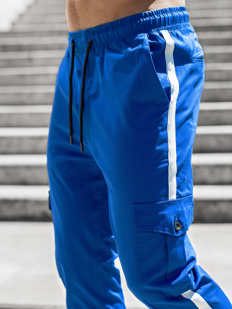 Ανδρικό παντελόνι chino jogger μπλε OZONEE DJ/5580