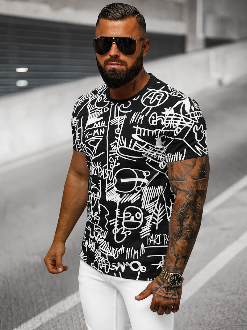 Ανδρικό μπλουζάκι μαύρο OZONEE O/T1269/3