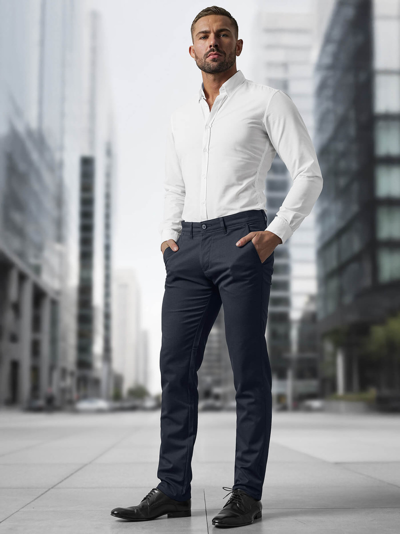 Ανδρικό παντελόνι chino ναυτικό μπλε OZONEE V/5100