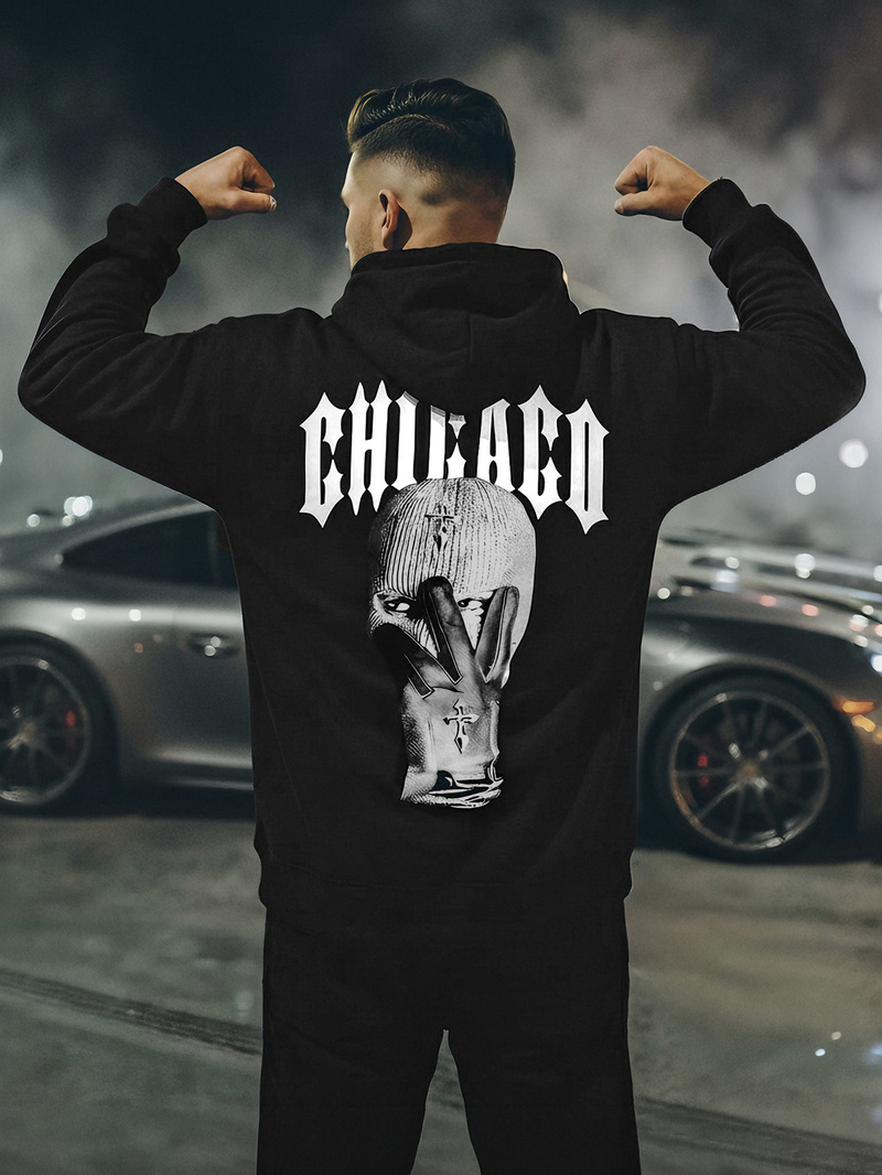 Ανδρικό Φούτερ με Κουκούλα μαύρο OZONEE JS/21B1903/3