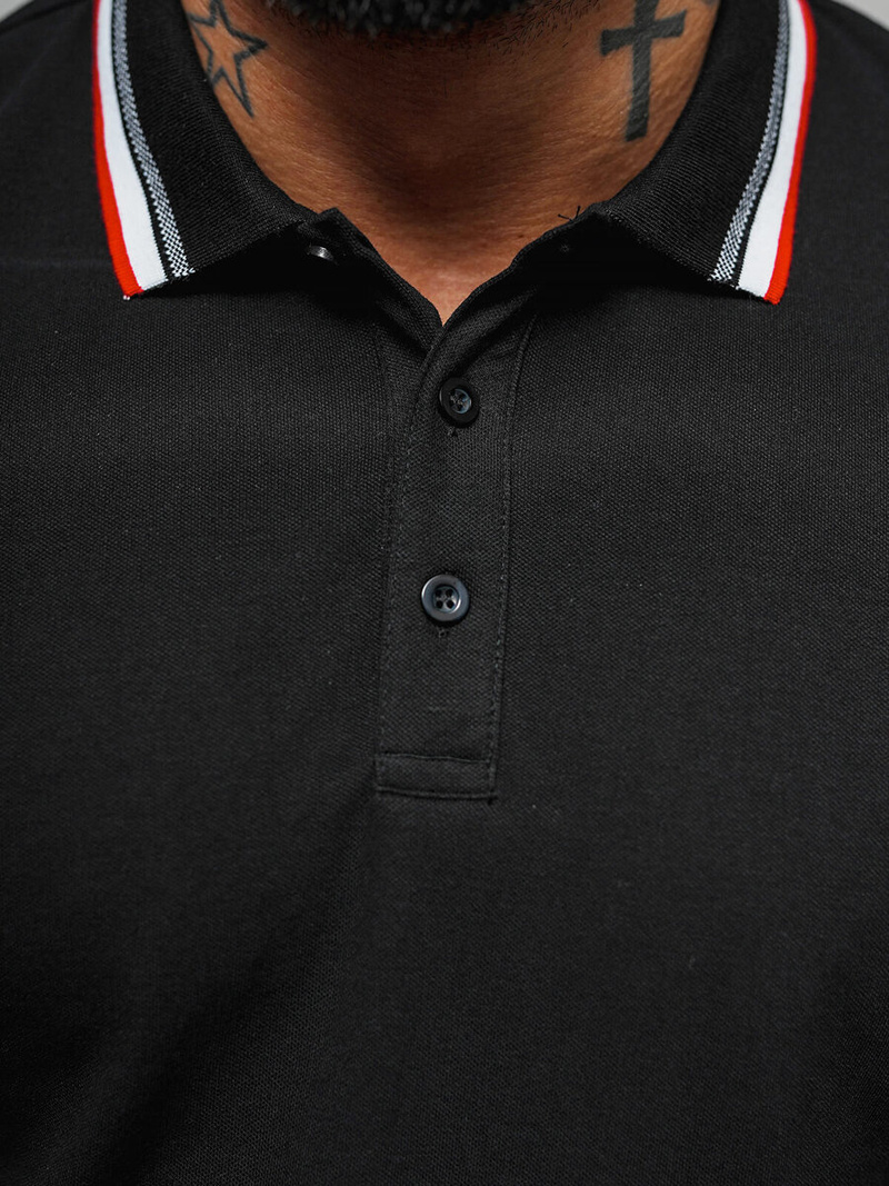 Ανδρική μπλούζα polo μαύρο OZONEE O/DA719