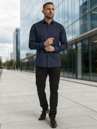 Ανδρικό πουκάμισο ναυτικό μπλε OZONEE V/V183