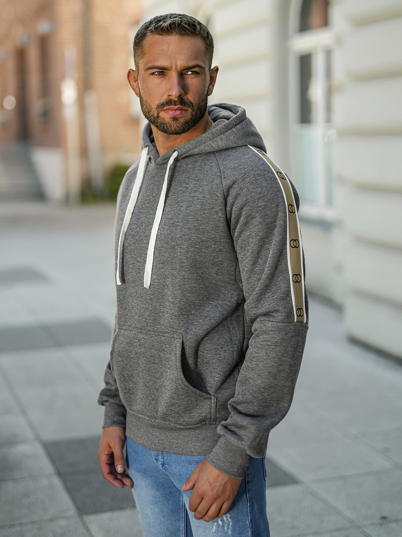 Ανδρικό Φούτερ με Κουκούλα γραφίτη OZONEE JS/8B1730/5