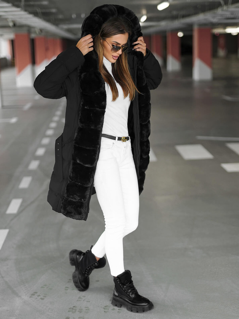 Γυναικείο μπουφάν μαύρο OZONEE JS/5M3158/392Z