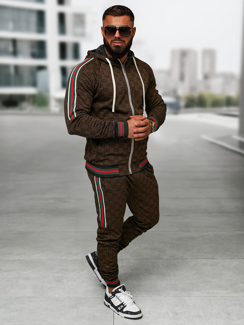 Ανδρικό σετ φόρμας σκούρο-μπεζ OZONEE O/FF5111AB