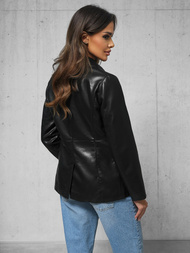 Γυναικείο δερμάτινο μπουφάν μαύρο OZONEE JS/11Z8121