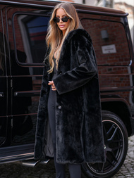 Γυναικείο χειμερινό μπουφάν από γούνα μαύρο OZONEE JS/11Z8250