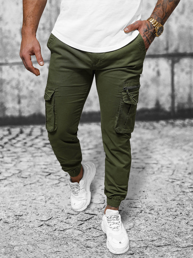 Ανδρικό παντελόνι chino jogger Πράσινος OZONEE NB/MP0201MV