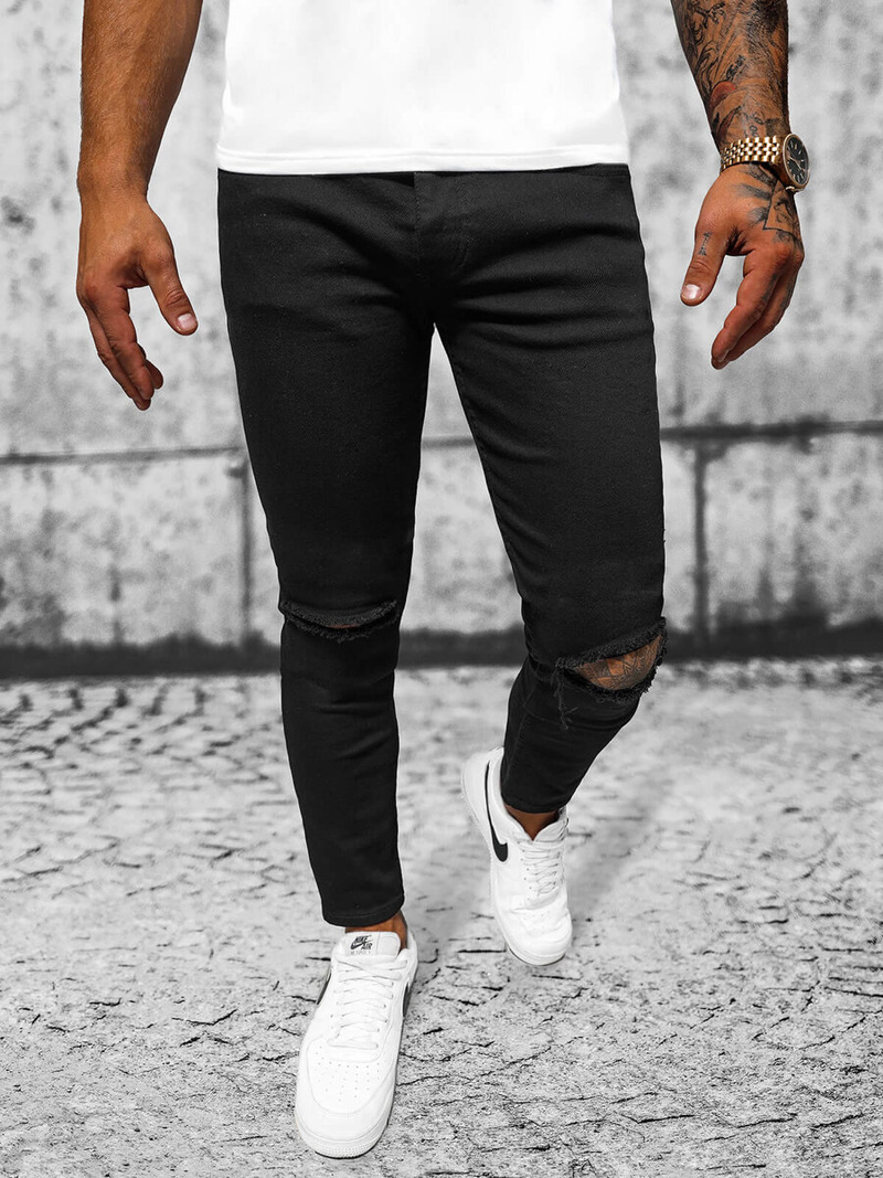 Ανδρικό τζιν παντελόνι mαύρος OZONEE E/5391/02