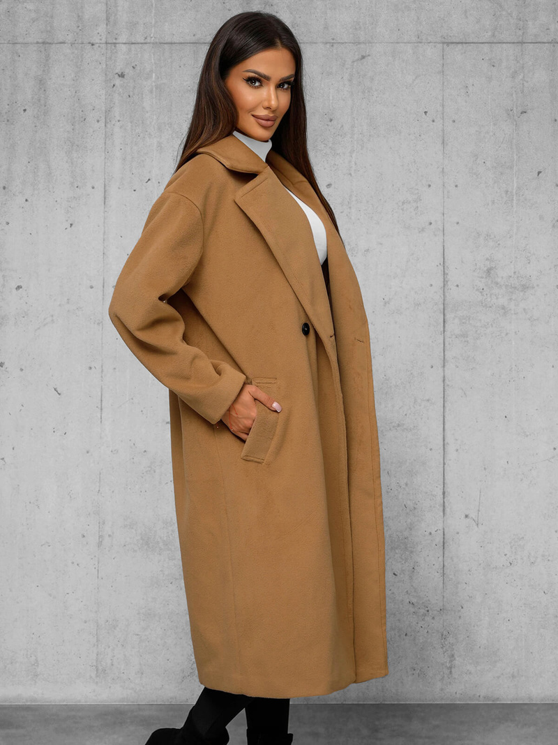 Γυναικείο παλτό kαμήλα OZONEE JS/11Z8161