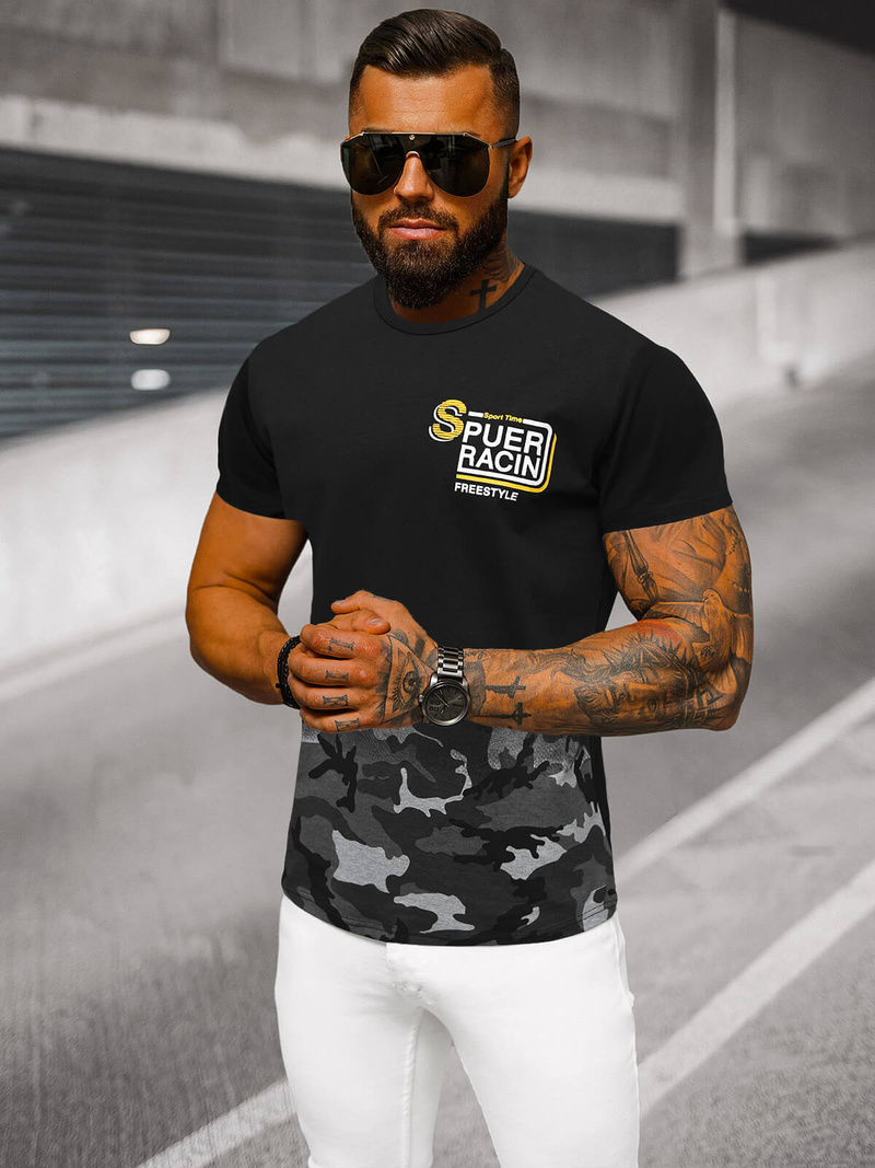 Ανδρικό μπλουζάκι γκρι OZONEE JS/S985/2Z