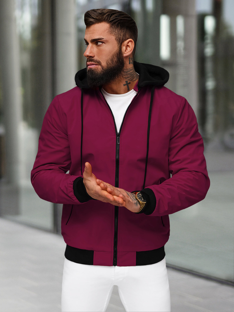 Ανδρικό μπουφάν μπορντό OZONEE JS/62M9502/06