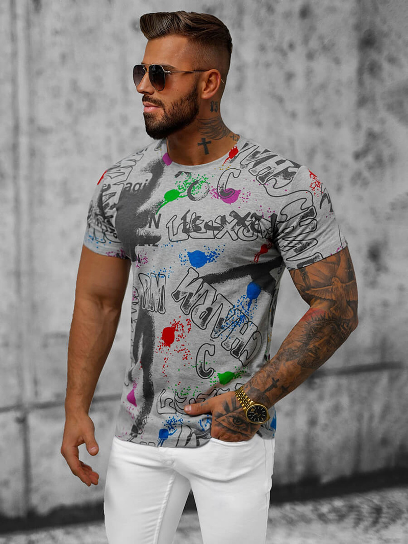 Ανδρικό μπλουζάκι Γκρί OZONEE JS/8T967