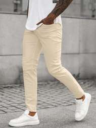 Ανδρικό τζιν παντελόνι ανοιχτό-μπεζ OZONEE E/5388/04