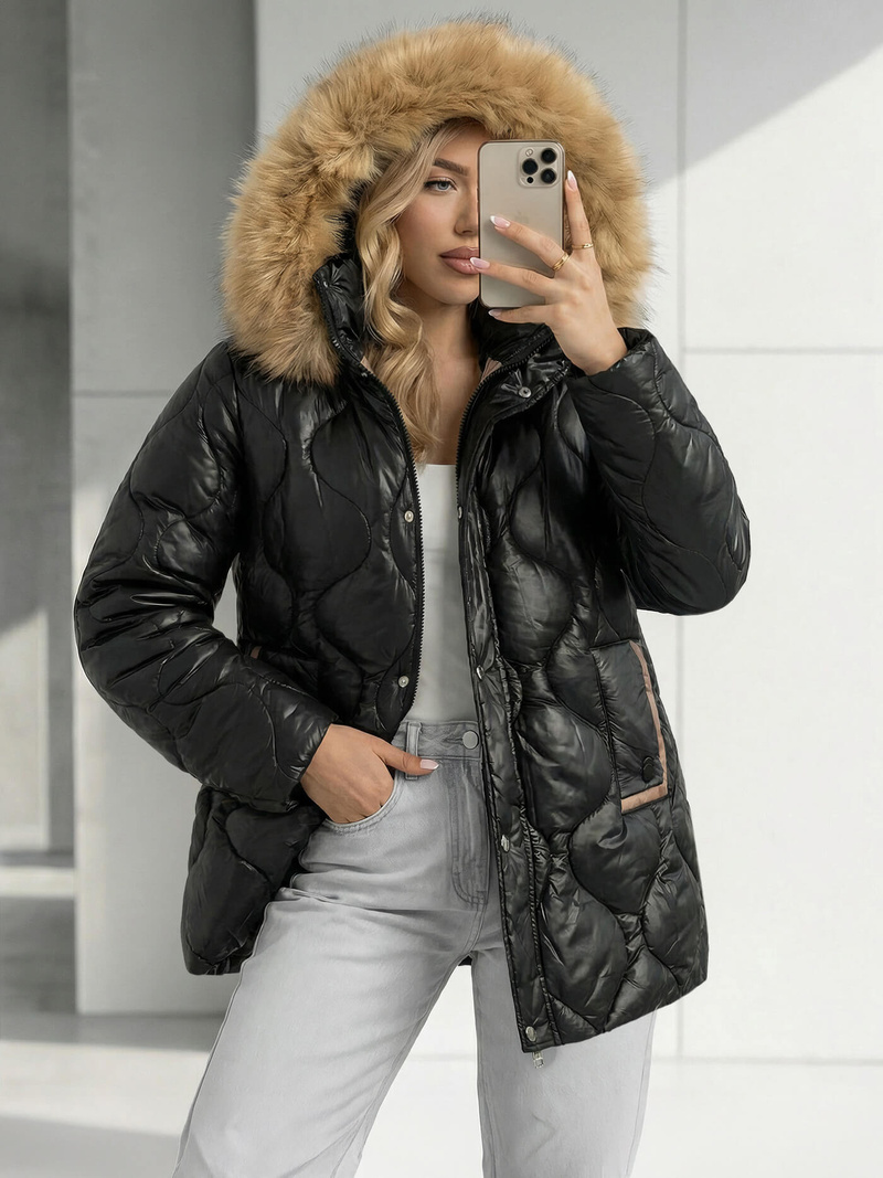 Γυναικείο μπουφάν μαύρο OZONEE O/5M3226/392Z