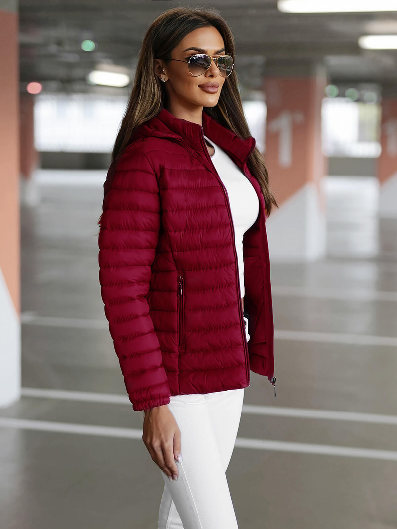 Γυναικείο μπουφάν μπορντό OZONEE JS/16M9101/06Z