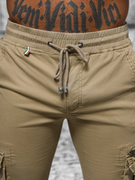 Ανδρικό παντελόνι chino jogger mπεζ OZONEE NB/MP0201K