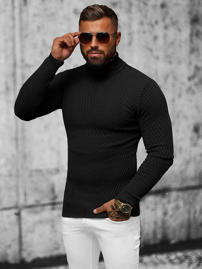 Ανδρικό πουλόβερ μαύρο OZONEE L/1596Z