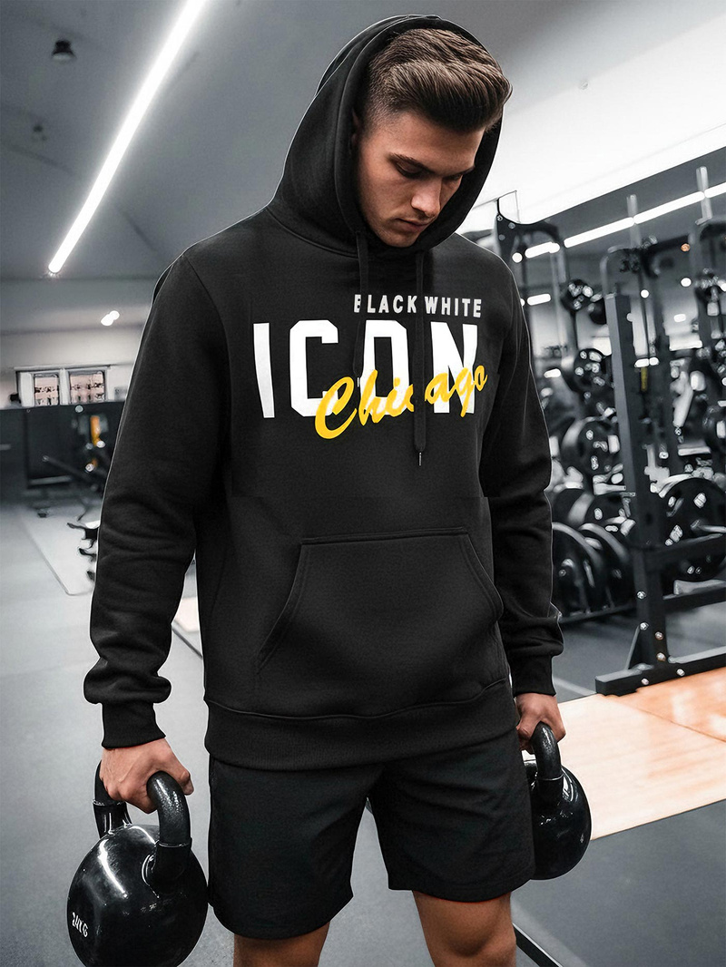 Ανδρικό Φούτερ με Κουκούλα μαύρο OZONEE JS/8B1736/3