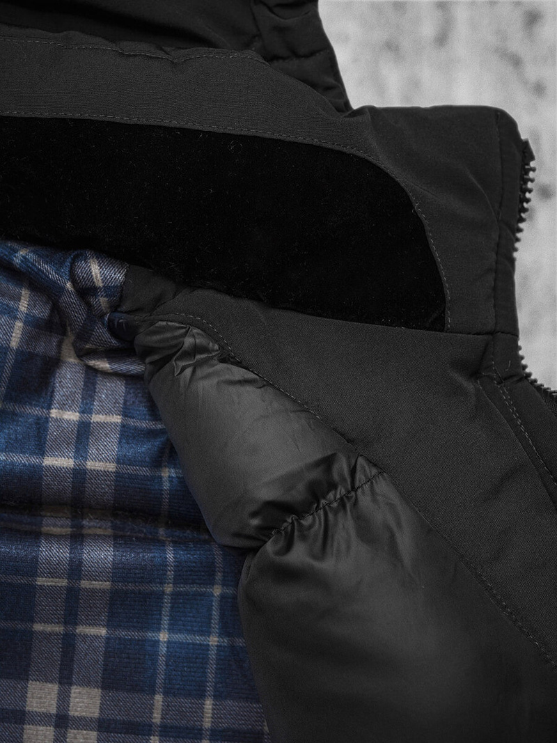 Ανδρικό χειμερινό μπουφάν mαύρος OZONEE JS/5M718/392