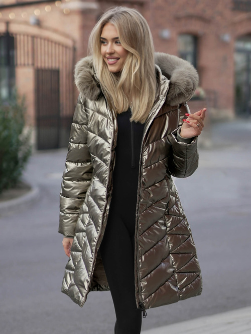 Γυναικείο μπουφάν χρυσός OZONEE JS/16M9100/403Z