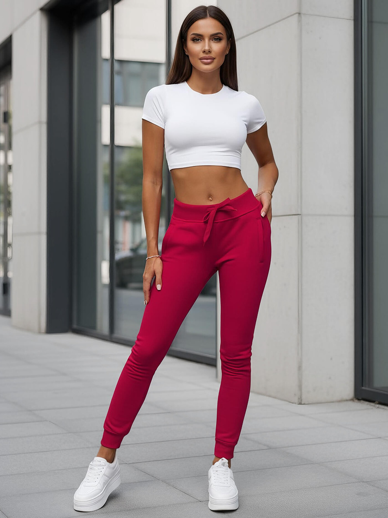 Γυναικείο παντελόνι φόρμας σκούρο-κόκκινο OZONEE JS/CK01/59Z