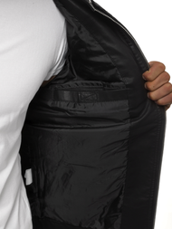 Ανδρικό δερμάτινο μπουφάν μαύρο OZONEE JB/JP1125