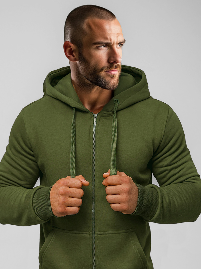 Ανδρικό Φούτερ με Κουκούλα χακί OZONEE JS/2008