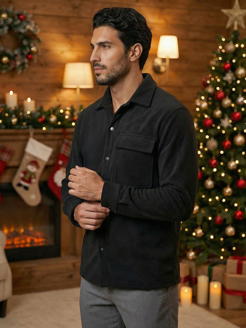 Ανδρικό πουκάμισο mαύρος OZONEE O/GOM23040Z