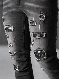 Ανδρικό τζιν παντελόνι mαύρος OZONEE NB/MP0152NZ