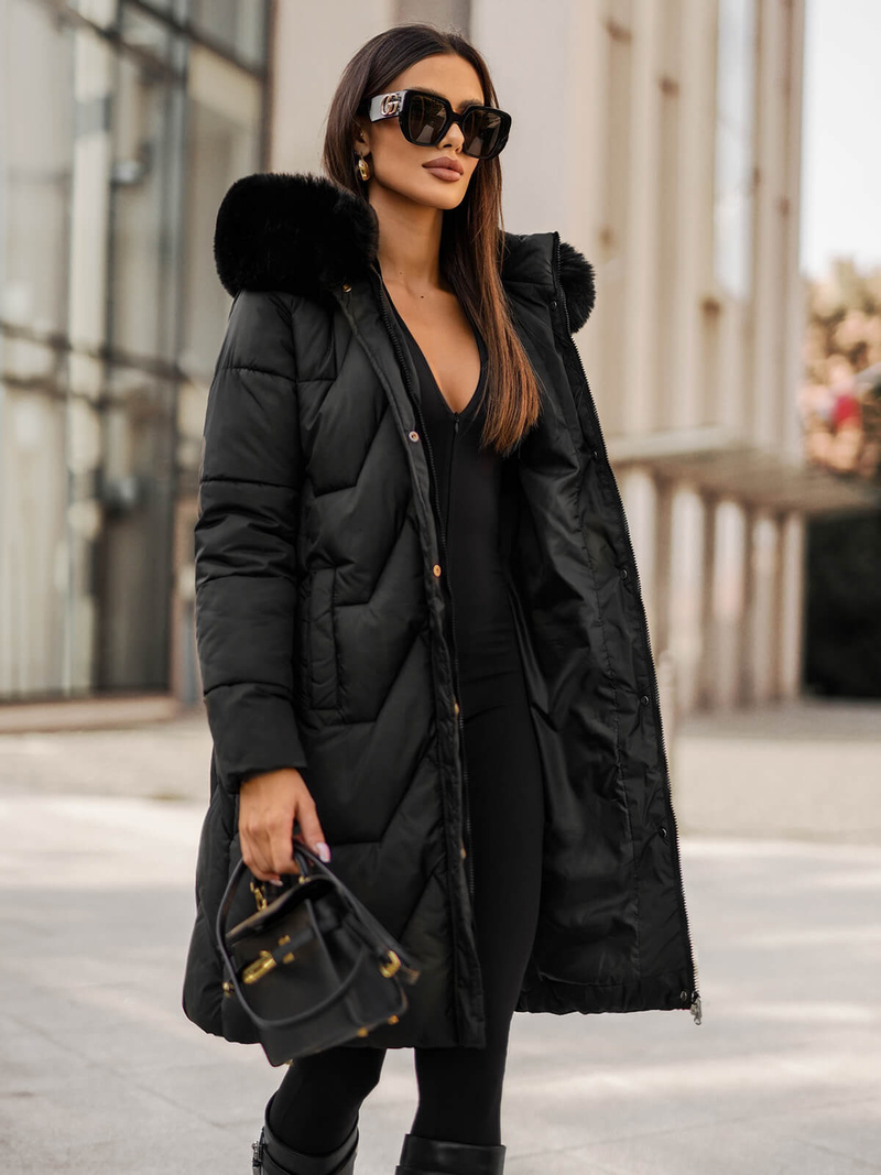 Γυναικείο μπουφάν μαύρο OZONEE JS/16M9202/392