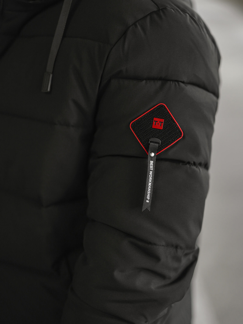 Ανδρικό χειμερινό μπουφάν mαύρος OZONEE JS/31M5031/392Z