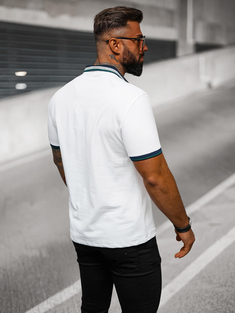 Ανδρική μπλούζα polo λευκό OZONEE O/DA729