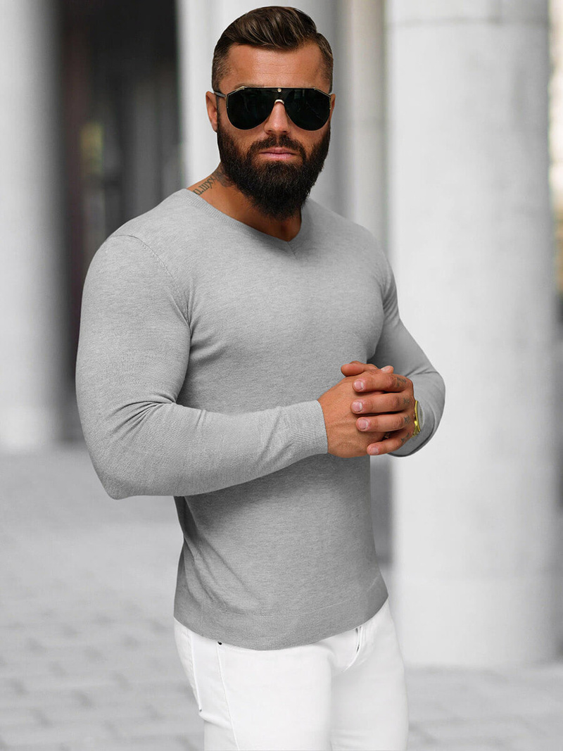 Ανδρικό πουλόβερ Γκρί OZONEE NB/MMB601/2Z