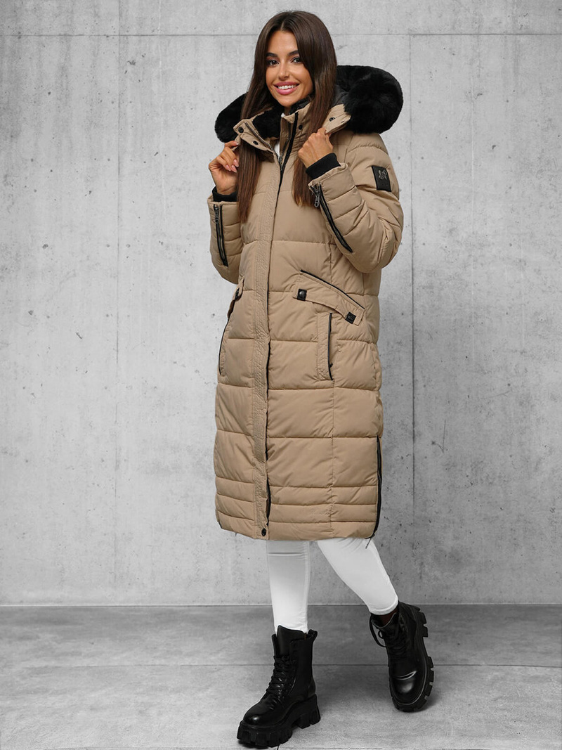 Γυναικείο μπουφάν Σκούρο μπεζ OZONEE O/W377