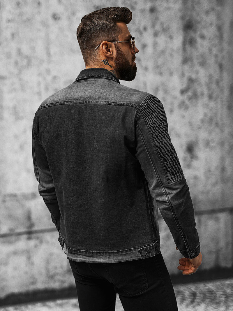 Ανδρικό τζιν μπουφάν mαύρος OZONEE NB/MJ521N