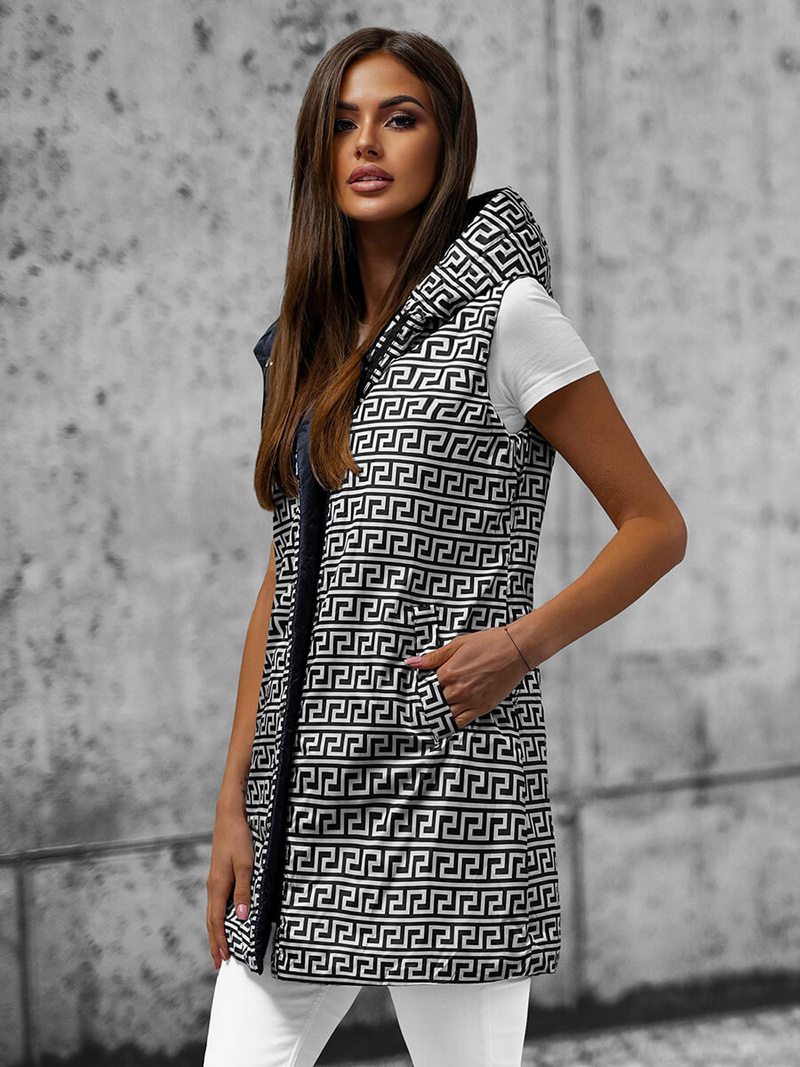 Γυναικείο αμάνικο μπουφάν ναυτικό μπλε OZONEE JS/16M9066/215