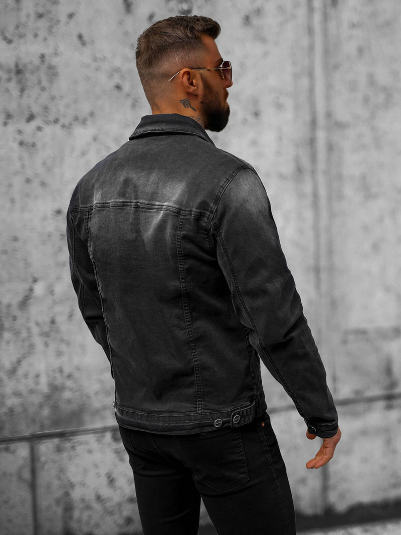 Ανδρικό τζιν μπουφάν μαύρο OZONEE NB/MJ506NZ