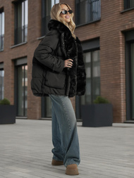 Γυναικείο μπουφάν μαύρο OZONEE JS/16M9185/392