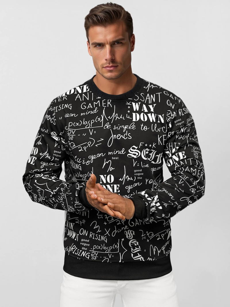 Ανδρικό Φούτερ Mαύρος OZONEE JS/8B1193/3Z