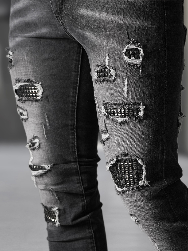 Ανδρικό τζιν παντελόνι mαύρος OZONEE NB/MP0152NZ